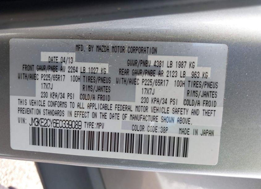 Photo 9 of 2014 Mazda Cx-5 TOURING (VIN JM3KE2CY6E0339089)