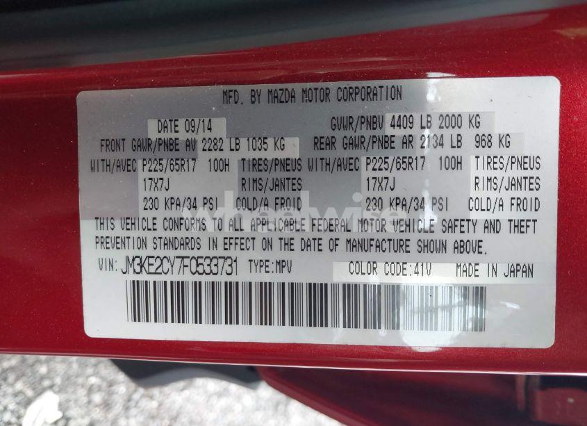 Photo 9 of 2015 Mazda Cx-5 TOURING (VIN JM3KE2CY7F0533731)