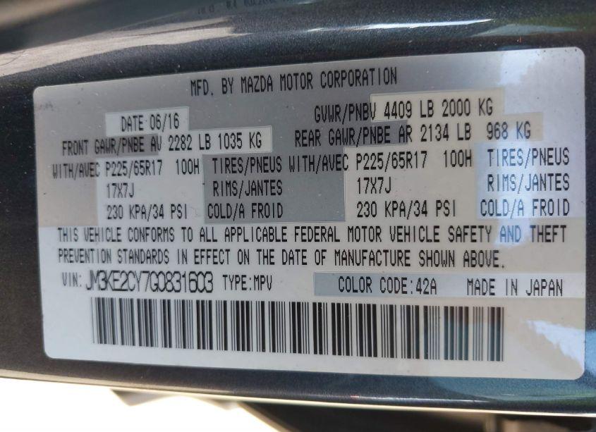 Photo 9 of 2016 Mazda Cx-5 TOURING (VIN JM3KE2CY7G0831603)