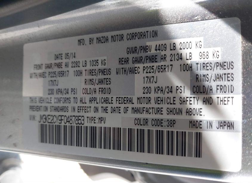 Photo 9 of 2015 Mazda Cx-5 TOURING (VIN JM3KE2CY9F0487853)