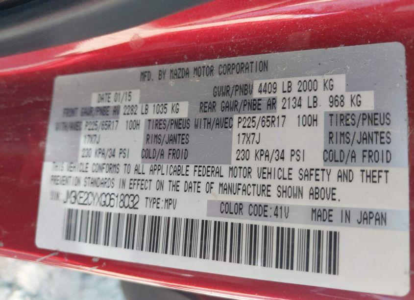 Photo 9 of 2016 Mazda Cx-5 TOURING (VIN JM3KE2CYXG0618032)