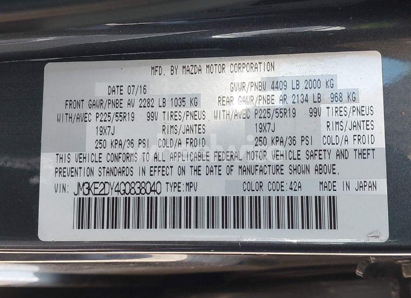 Photo 9 of 2016 Mazda Cx-5 GRAND TOURING (VIN JM3KE2DY4G0838040)