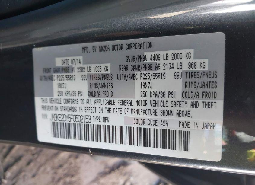 Photo 9 of 2015 Mazda Cx-5 GRAND TOURING (VIN JM3KE2DY5F0502153)