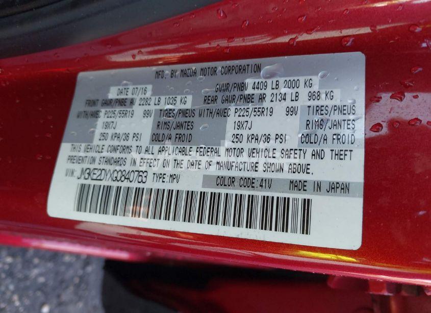 Photo 9 of 2016 Mazda Cx-5 GRAND TOURING (VIN JM3KE2DYXG0840763)