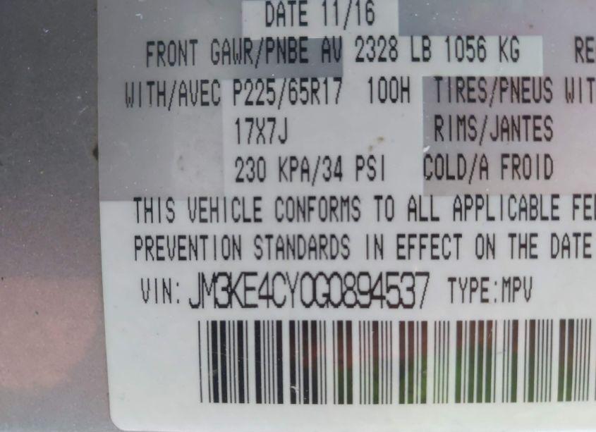 Photo 9 of 2016 Mazda Cx-5 TOURING (VIN JM3KE4CY0G0894537)