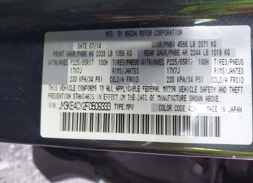 Photo 9 of 2015 Mazda Cx-5 TOURING (VIN JM3KE4CY2F0509333)