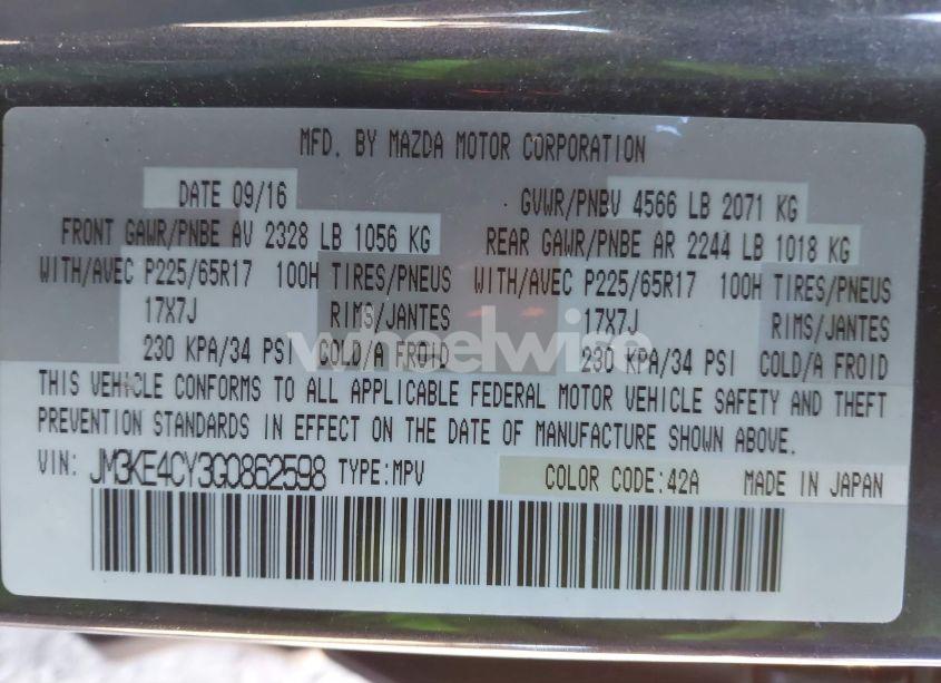 Photo 9 of 2016 Mazda Cx-5 TOURING (VIN JM3KE4CY3G0862598)