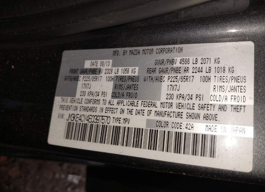 Photo 9 of 2014 Mazda Cx-5 TOURING (VIN JM3KE4CY4E0397570)