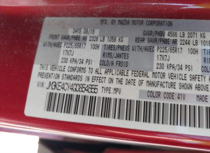 Photo 9 of 2016 Mazda Cx-5 TOURING (VIN JM3KE4CY4G0854655)