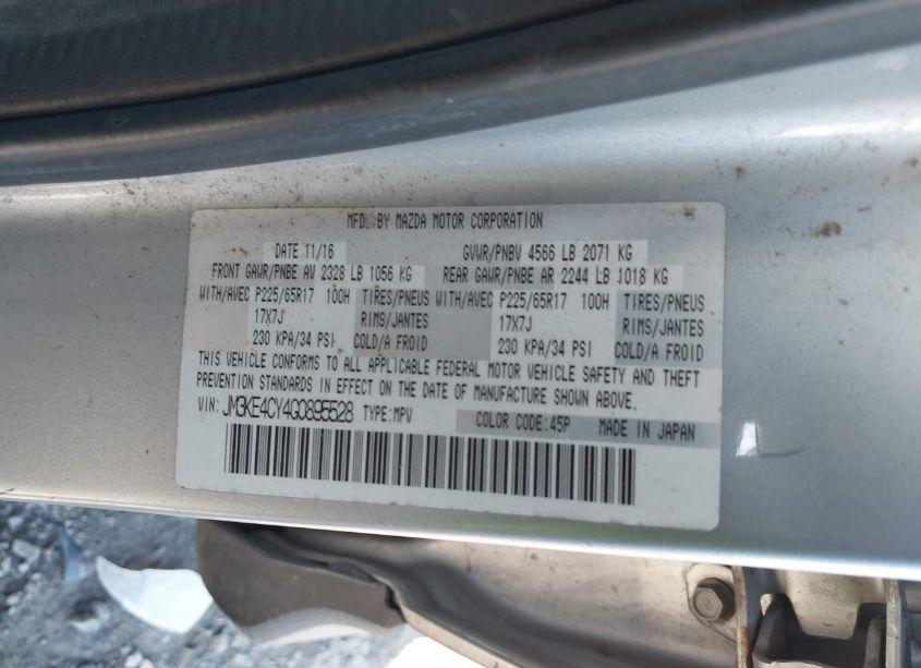 Photo 9 of 2016 Mazda Cx-5 TOURING (VIN JM3KE4CY4G0895528)