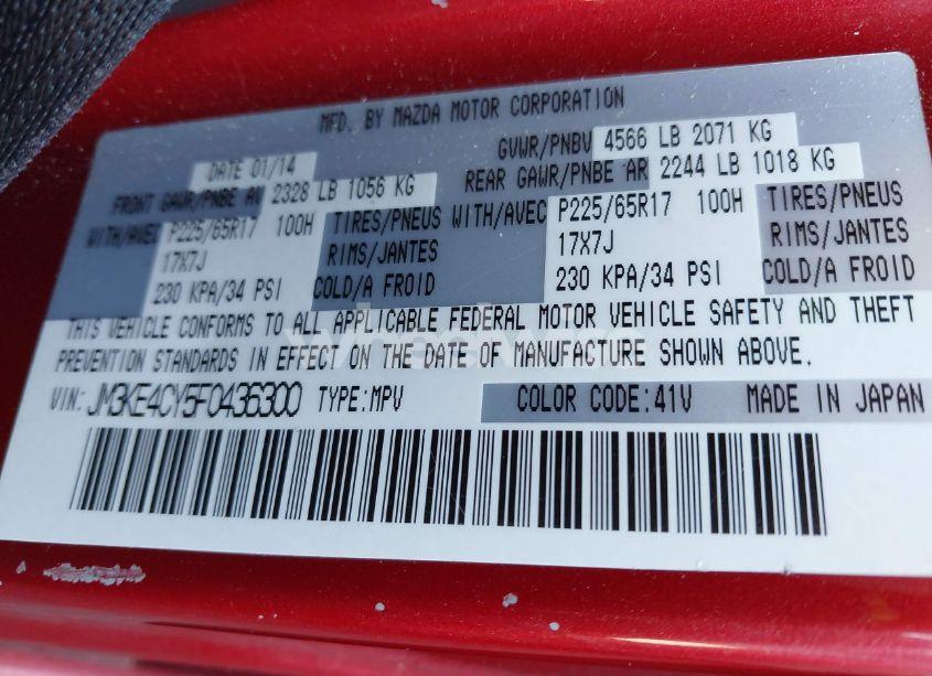 Photo 9 of 2015 Mazda Cx-5 TOURING (VIN JM3KE4CY5F0436300)