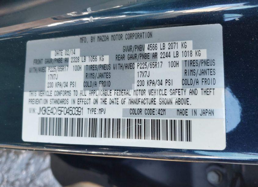 Photo 9 of 2015 Mazda Cx-5 TOURING (VIN JM3KE4CY5F0450391)