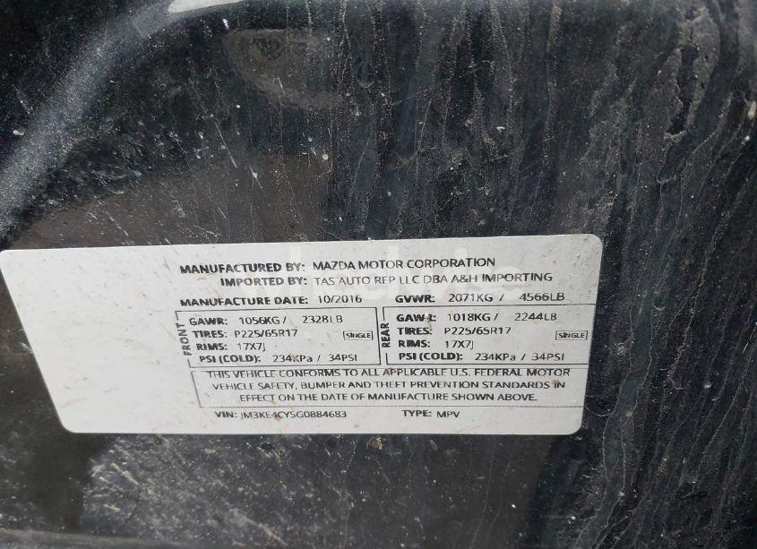 Photo 9 of 2016 Mazda Cx-5 TOURING (VIN JM3KE4CY5G0884683)