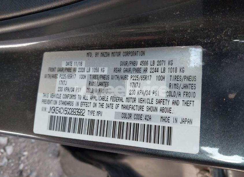 Photo 9 of 2016 Mazda Cx-5 TOURING (VIN JM3KE4CY5G0893982)