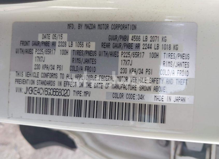 Photo 9 of 2016 Mazda Cx-5 TOURING (VIN JM3KE4CY6G0668020)