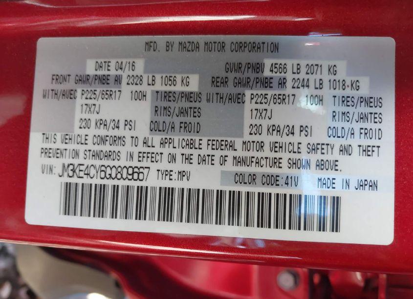 Photo 9 of 2016 Mazda Cx-5 TOURING (VIN JM3KE4CY6G0809667)