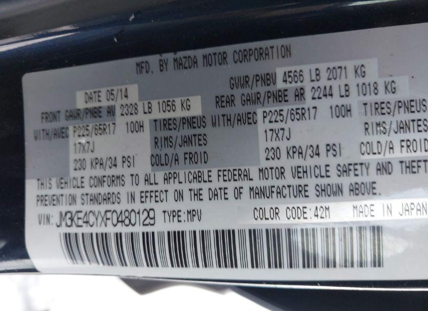 Photo 9 of 2015 Mazda Cx-5 TOURING (VIN JM3KE4CYXF0480129)