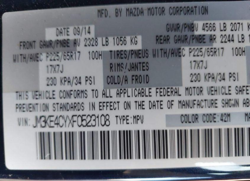 Photo 9 of 2015 Mazda Cx-5 TOURING (VIN JM3KE4CYXF0523108)