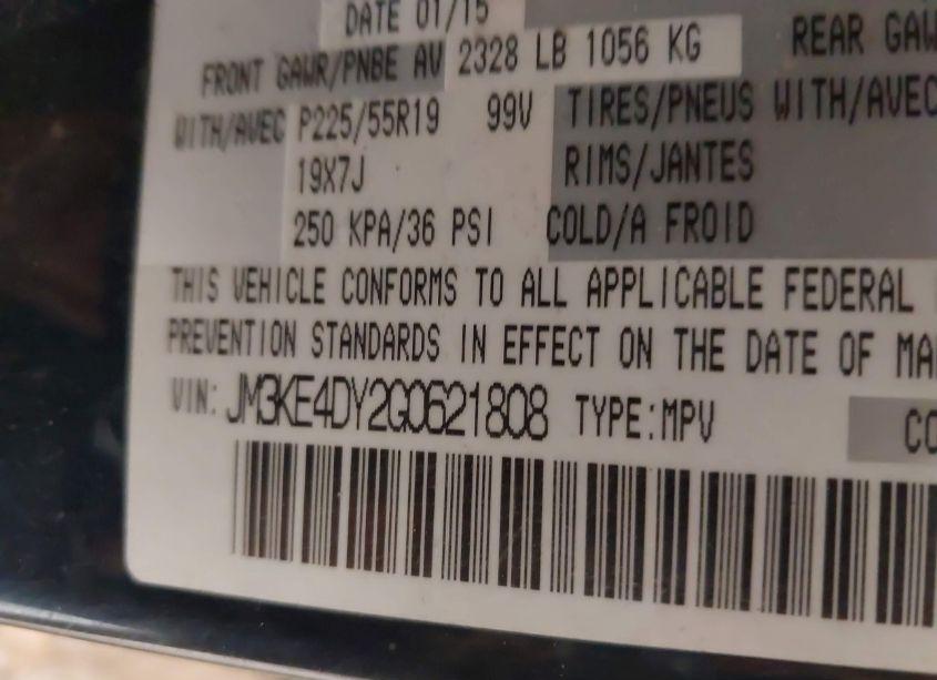 Photo 9 of 2016 Mazda Cx-5 GRAND TOURING (VIN JM3KE4DY2G0621808)