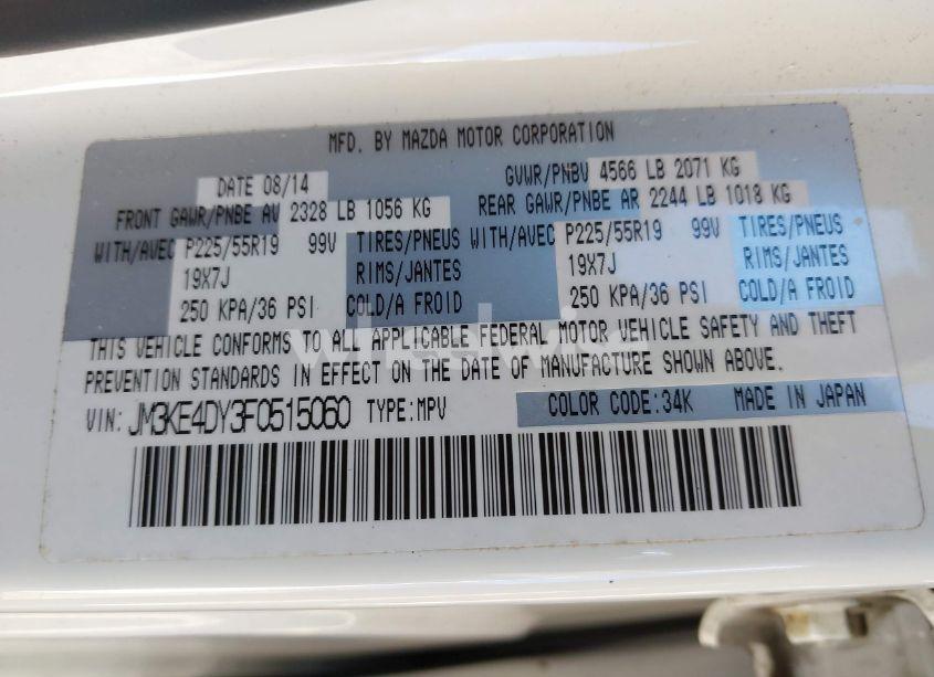 Photo 9 of 2015 Mazda Cx-5 GRAND TOURING (VIN JM3KE4DY3F0515060)