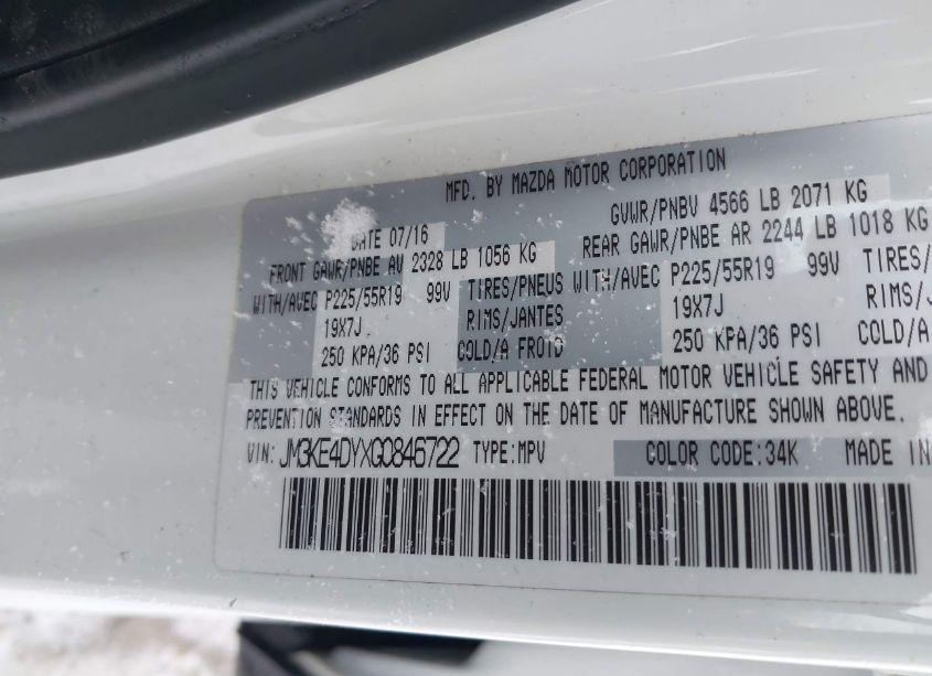 Photo 9 of 2016 Mazda Cx-5 GRAND TOURING (VIN JM3KE4DYXG0846722)