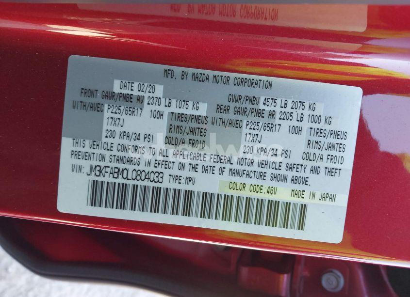 Photo 9 of 2020 Mazda Cx-5 SPORT (VIN JM3KFABM0L0804033)