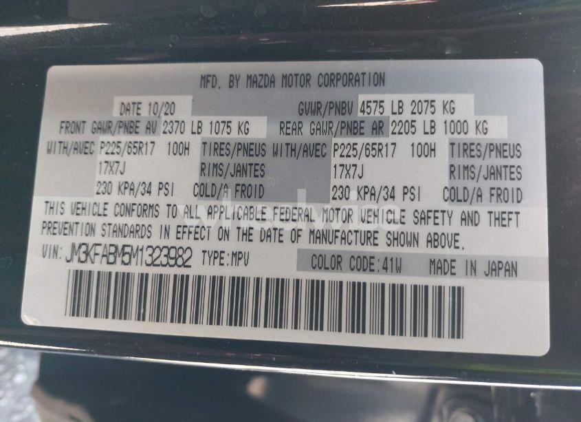 Photo 9 of 2021 Mazda Cx-5 SPORT (VIN JM3KFABM5M1323982)