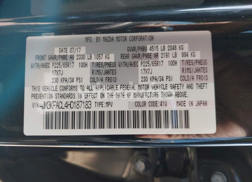 Photo 9 of 2017 Mazda Cx-5 TOURING (VIN JM3KFACL4H0187183)