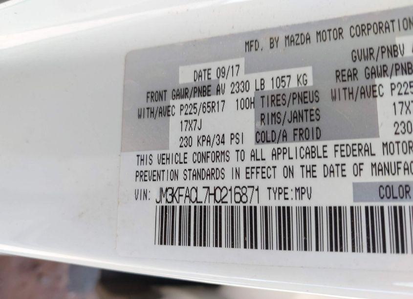Photo 9 of 2017 Mazda Cx-5 TOURING (VIN JM3KFACL7H0216871)