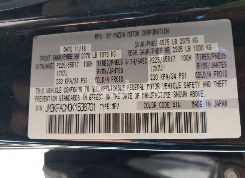 Photo 9 of 2019 Mazda Cx-5 TOURING (VIN JM3KFACM0K1538701)