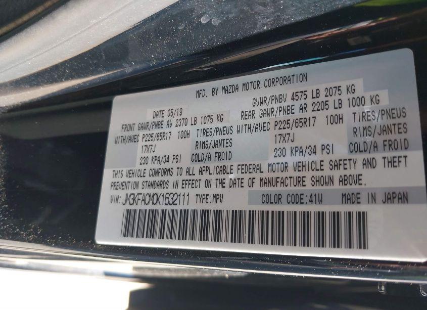 Photo 9 of 2019 Mazda Cx-5 TOURING (VIN JM3KFACM0K1632111)