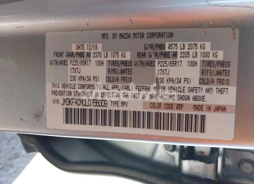 Photo 9 of 2020 Mazda Cx-5 TOURING (VIN JM3KFACM0L0766009)