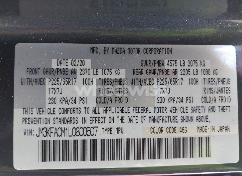 Photo 9 of 2020 Mazda Cx-5 TOURING (VIN JM3KFACM1L0800507)