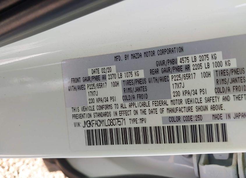 Photo 9 of 2020 Mazda Cx-5 TOURING (VIN JM3KFACM1L0807571)