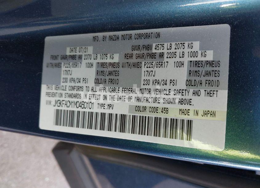 Photo 9 of 2021 Mazda Cx-5 TOURING (VIN JM3KFACM1M0460101)