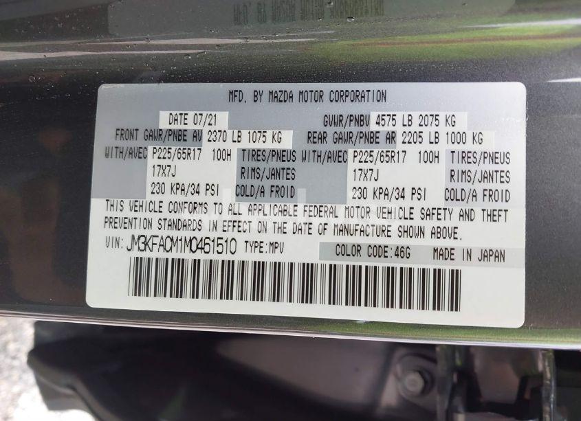 Photo 9 of 2021 Mazda Cx-5 TOURING (VIN JM3KFACM1M0461510)