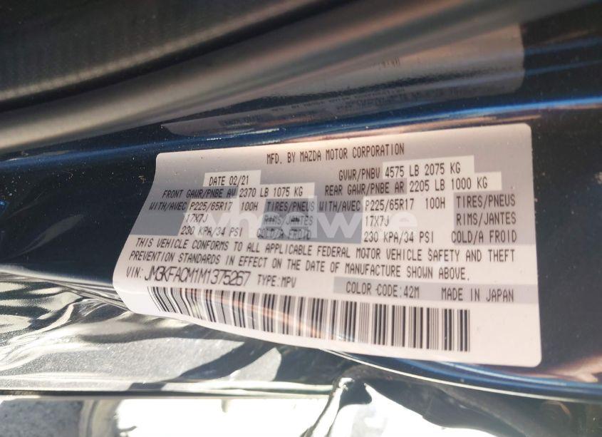 Photo 9 of 2021 Mazda Cx-5 TOURING (VIN JM3KFACM1M1375267)