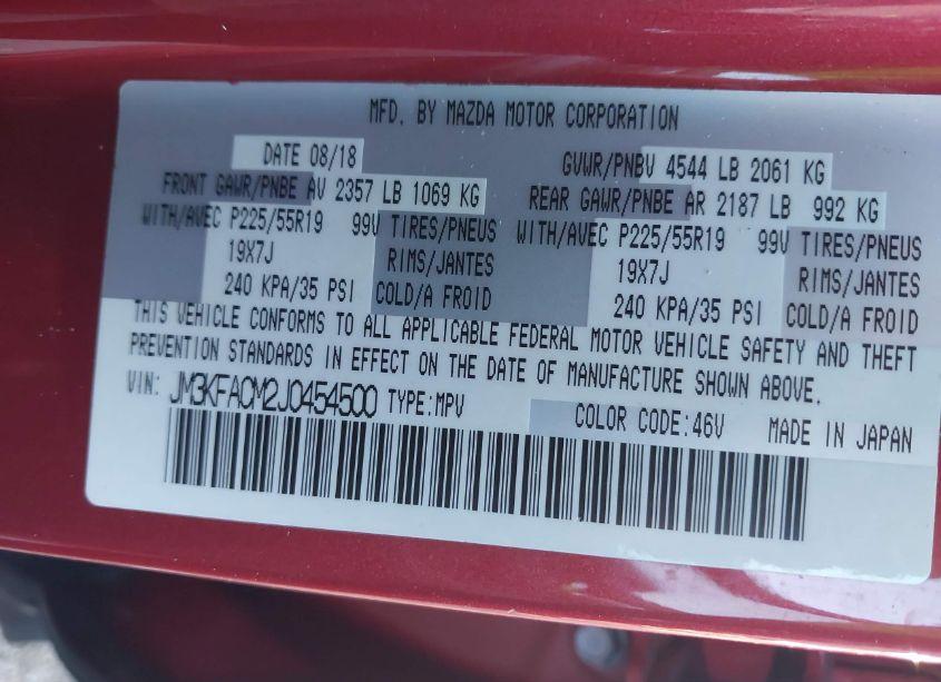 Photo 9 of 2018 Mazda Cx-5 TOURING (VIN JM3KFACM2J0454500)