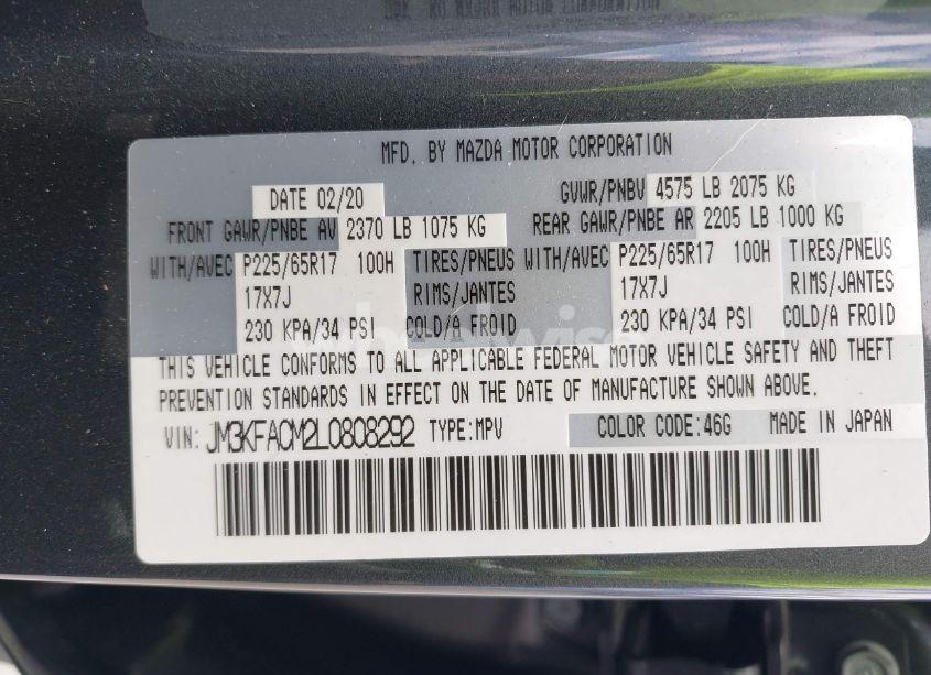 Photo 9 of 2020 Mazda Cx-5 TOURING (VIN JM3KFACM2L0808292)