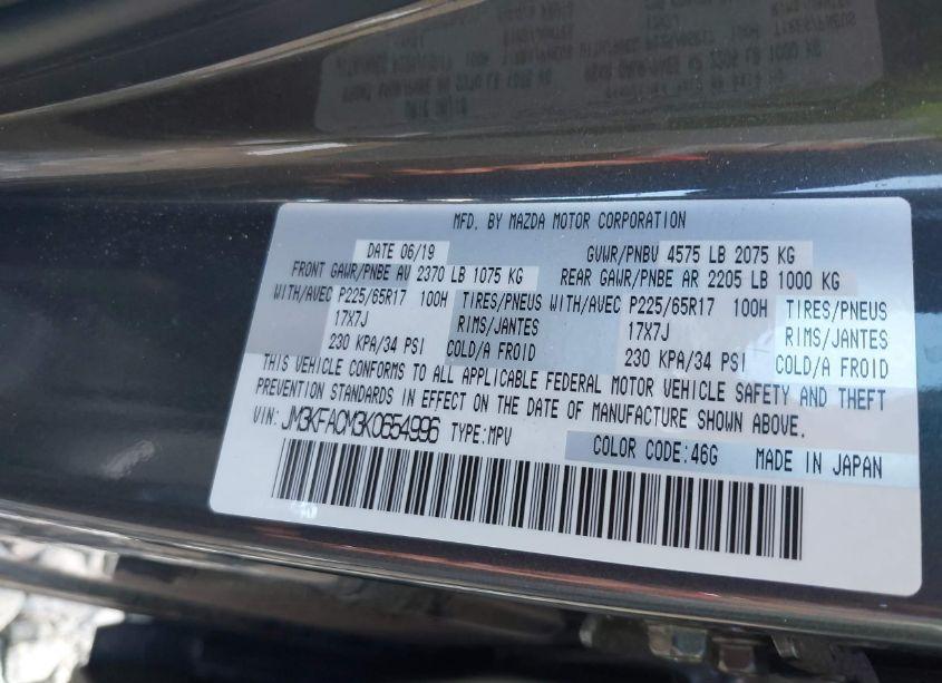 Photo 9 of 2019 Mazda Cx-5 TOURING (VIN JM3KFACM3K0654996)