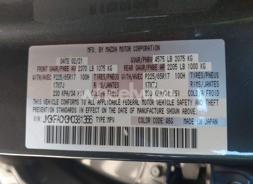 Photo 9 of 2021 Mazda Cx-5 TOURING (VIN JM3KFACM3M0381366)