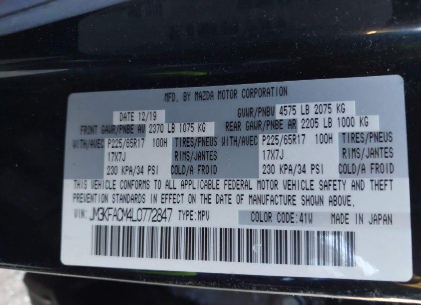 Photo 9 of 2020 Mazda Cx-5 TOURING (VIN JM3KFACM4L0772847)