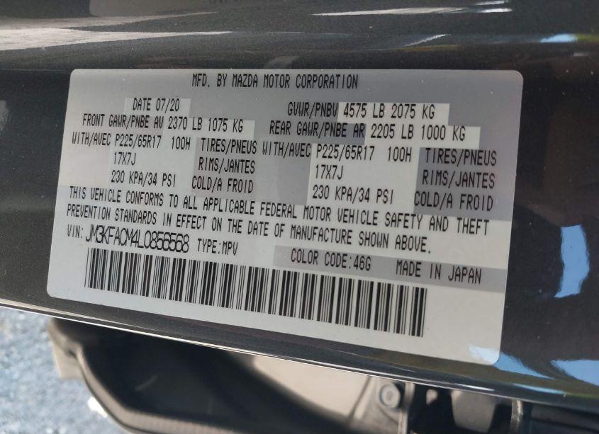 Photo 9 of 2020 Mazda Cx-5 TOURING (VIN JM3KFACM4L0856568)