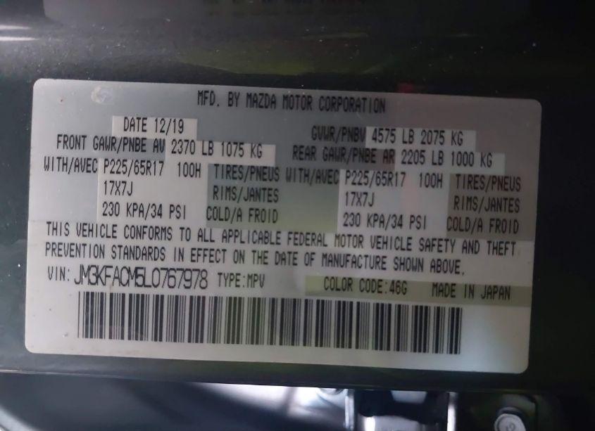 Photo 9 of 2020 Mazda Cx-5 TOURING (VIN JM3KFACM5L0767978)