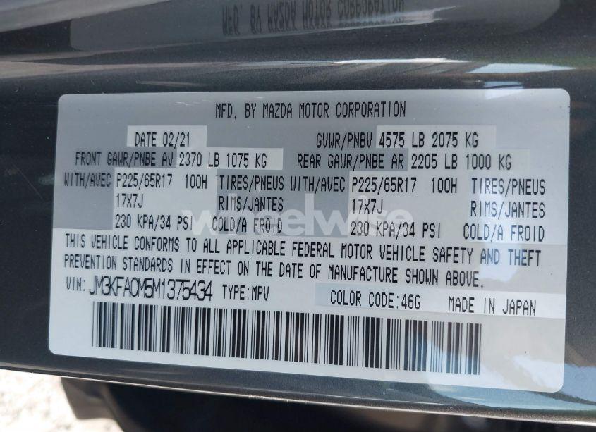 Photo 9 of 2021 Mazda Cx-5 TOURING (VIN JM3KFACM5M1375434)