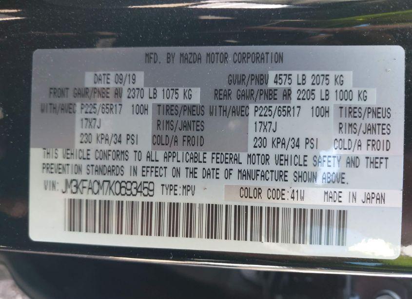 Photo 9 of 2019 Mazda Cx-5 TOURING (VIN JM3KFACM7K0693459)