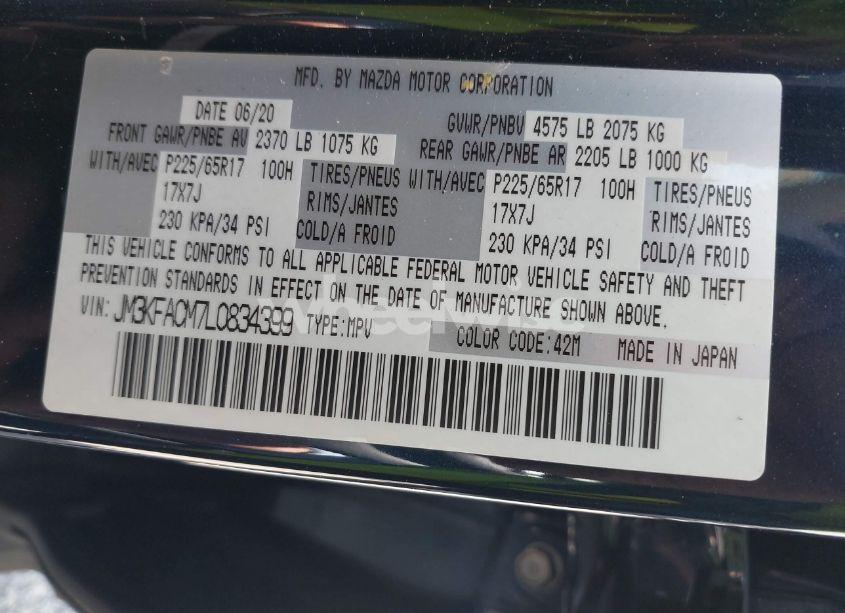 Photo 9 of 2020 Mazda Cx-5 TOURING (VIN JM3KFACM7L0834399)