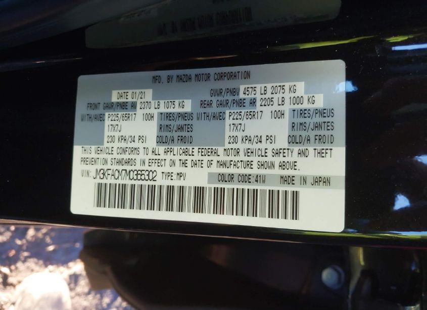 Photo 9 of 2021 Mazda Cx-5 TOURING (VIN JM3KFACM7M0365302)