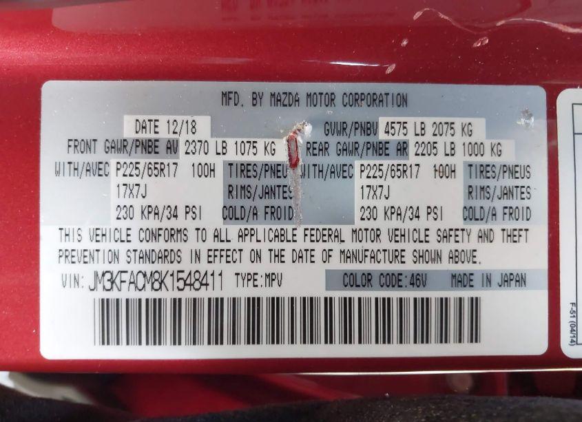 Photo 9 of 2019 Mazda Cx-5 TOURING (VIN JM3KFACM8K1548411)
