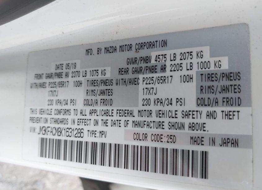 Photo 9 of 2019 Mazda Cx-5 TOURING (VIN JM3KFACM8K1631286)